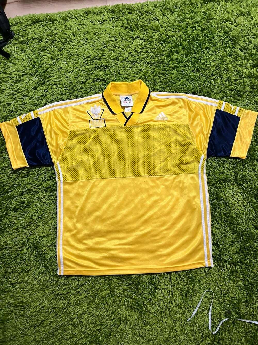 Vintage Adidas Wisla Burlington Soccer Jersey Yellow Size XL Number 17